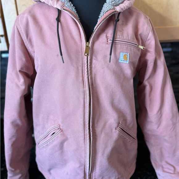 Carhartt Jackets & Blazers - Rare Pink Carharrt Hooded, Canvas, Sherpa Lined Coat
